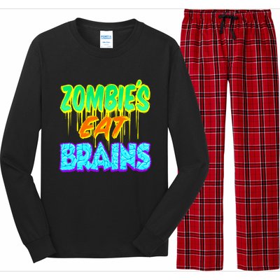 Trendy Zombies Eat Brains Halloween Gift Long Sleeve Pajama Set