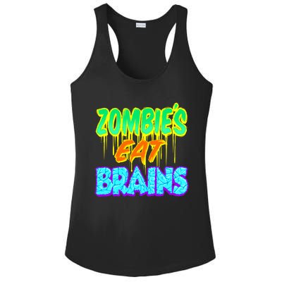 Trendy Zombies Eat Brains Halloween Gift Ladies PosiCharge Competitor Racerback Tank