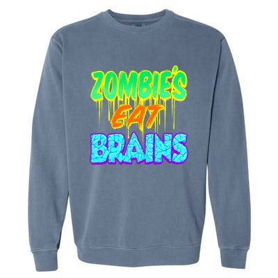 Trendy Zombies Eat Brains Halloween Gift Garment-Dyed Sweatshirt