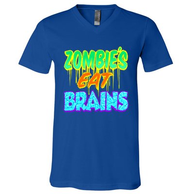 Trendy Zombies Eat Brains Halloween Gift V-Neck T-Shirt