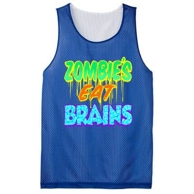 Trendy Zombies Eat Brains Halloween Gift Mesh Reversible Basketball Jersey Tank