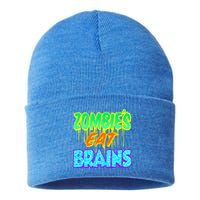 Trendy Zombies Eat Brains Halloween Gift Sustainable Knit Beanie