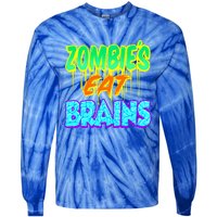 Trendy Zombies Eat Brains Halloween Gift Tie-Dye Long Sleeve Shirt