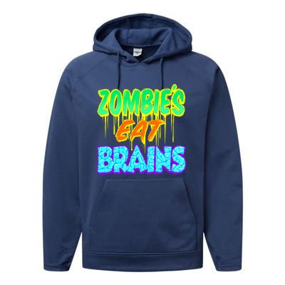 Trendy Zombies Eat Brains Halloween Gift Performance Fleece Hoodie