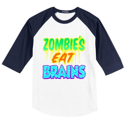 Trendy Zombies Eat Brains Halloween Gift Baseball Sleeve Shirt