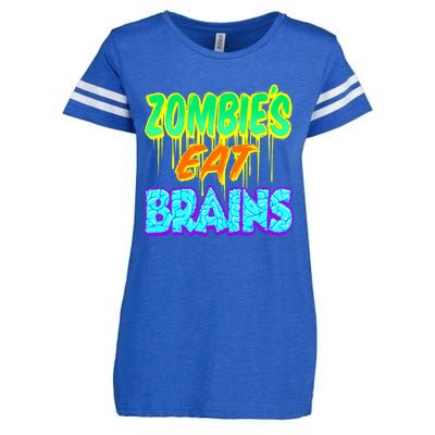 Trendy Zombies Eat Brains Halloween Gift Enza Ladies Jersey Football T-Shirt