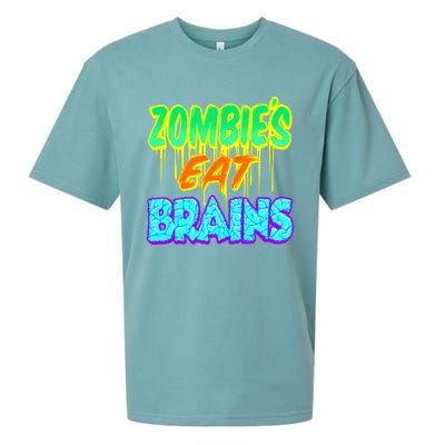 Trendy Zombies Eat Brains Halloween Gift Sueded Cloud Jersey T-Shirt