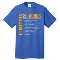 Taurus Zodiac Rules Of Taurus Funny Cute Gift Tall T-Shirt