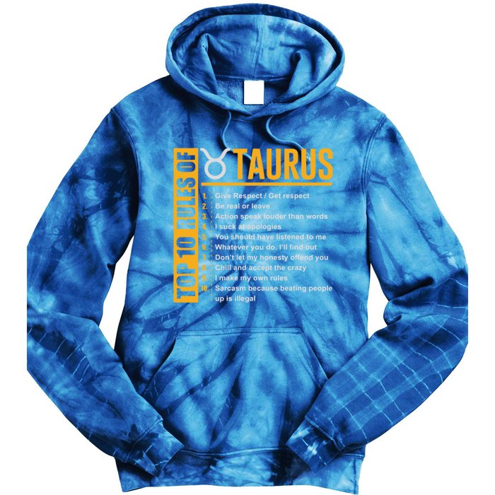 Taurus Zodiac Rules Of Taurus Funny Cute Gift Tie Dye Hoodie