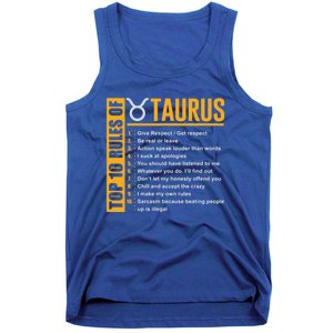 Taurus Zodiac Rules Of Taurus Funny Cute Gift Tank Top