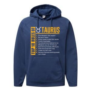 Taurus Zodiac Rules Of Taurus Funny Cute Gift Performance Fleece Hoodie