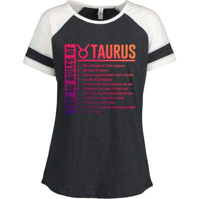 Taurus Zodiac Rules Of Taurus Funny Cool Gift Enza Ladies Jersey Colorblock Tee