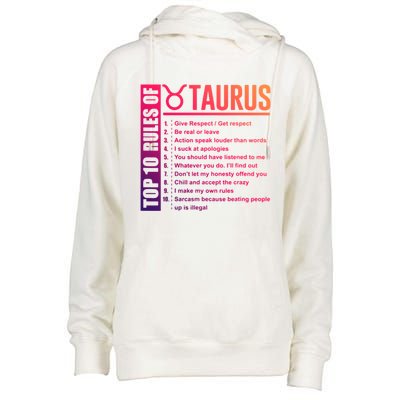 Taurus Zodiac Rules Of Taurus Funny Cool Gift Womens Funnel Neck Pullover Hood