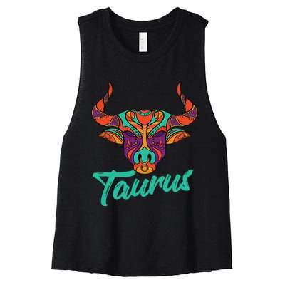 Taurus Zodiac Sign Astrology Astrologer Horoscope Women's Racerback Cropped Tank