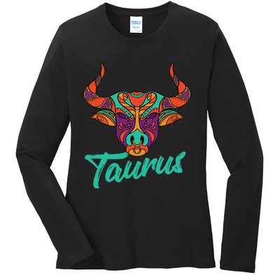 Taurus Zodiac Sign Astrology Astrologer Horoscope Ladies Long Sleeve Shirt