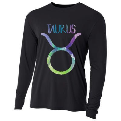 Taurus Zodiac Symbol Astrology Bull Earth Sign Cooling Performance Long Sleeve Crew