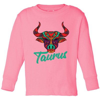 Taurus Zodiac Sign Astrology Astrologer Horoscope Toddler Long Sleeve Shirt