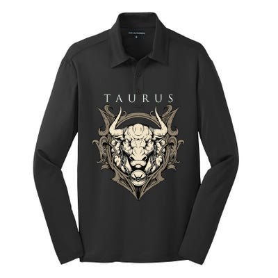 Taurus Zodiac Sign Birthday April To May Silk Touch Performance Long Sleeve Polo