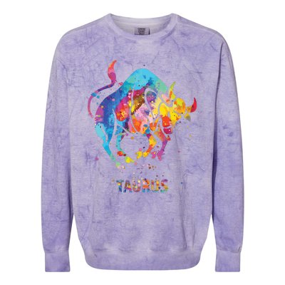 Taurus Zodiac Sign Colorblast Crewneck Sweatshirt