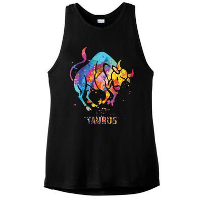 Taurus Zodiac Sign Ladies PosiCharge Tri-Blend Wicking Tank