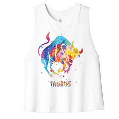 Taurus Zodiac Sign Women's Racerback Cropped Tank