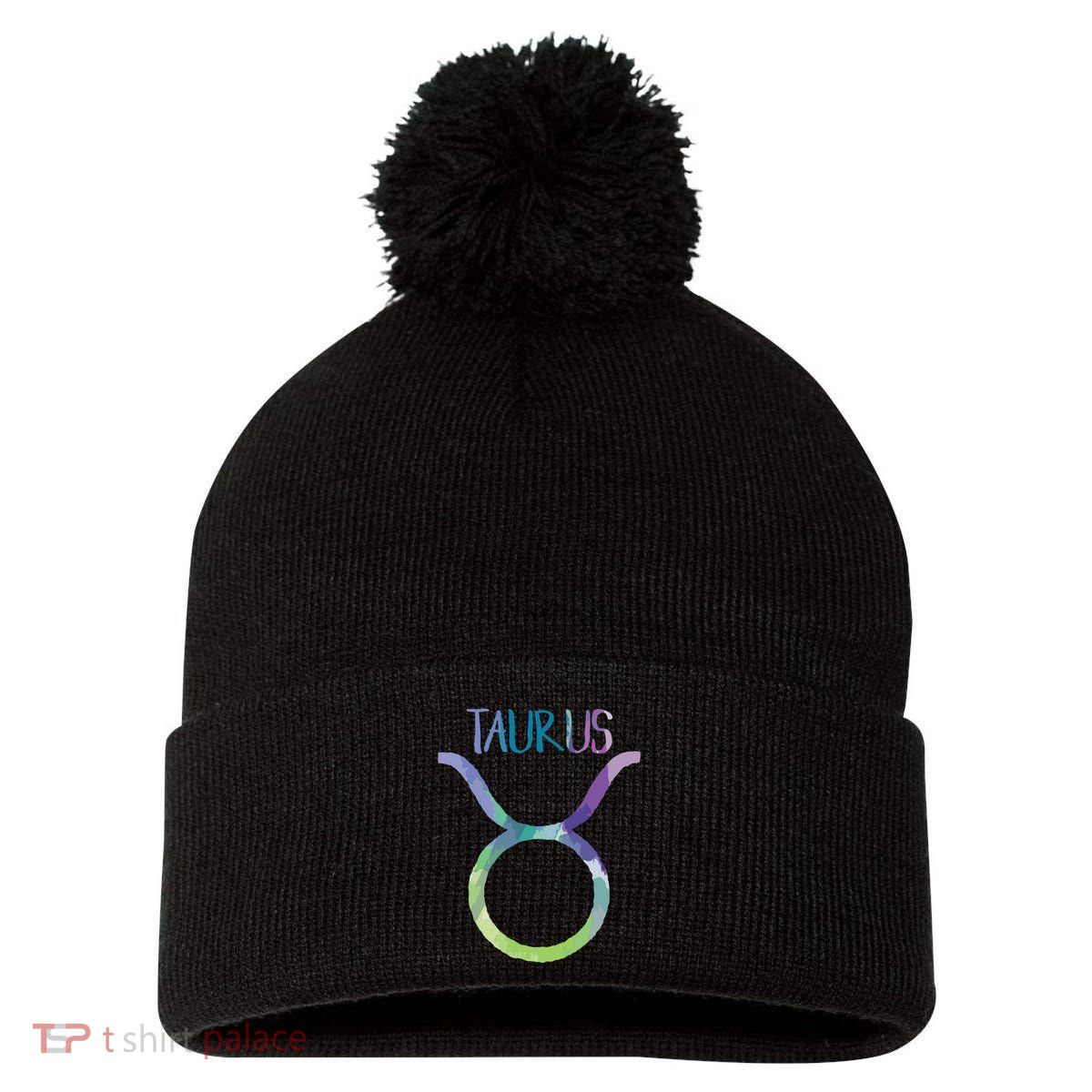 Taurus Zodiac Symbol Astrology Bull Earth Sign Pom Pom 12in Knit Beanie