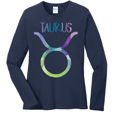 Taurus Zodiac Symbol Astrology Bull Earth Sign Ladies Long Sleeve Shirt