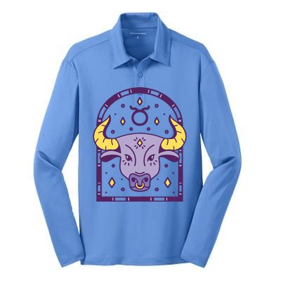 Taurus Zodiac Sign Astrology Silk Touch Performance Long Sleeve Polo