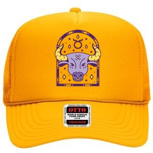 Taurus Zodiac Sign Astrology High Crown Mesh Back Trucker Hat