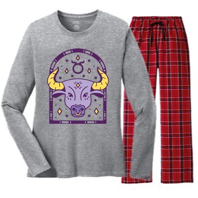 Taurus Zodiac Sign Astrology Women's Long Sleeve Flannel Pajama Set 