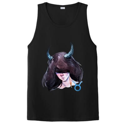 Taurus Zodiac Sign Watercolor Illustration PosiCharge Competitor Tank