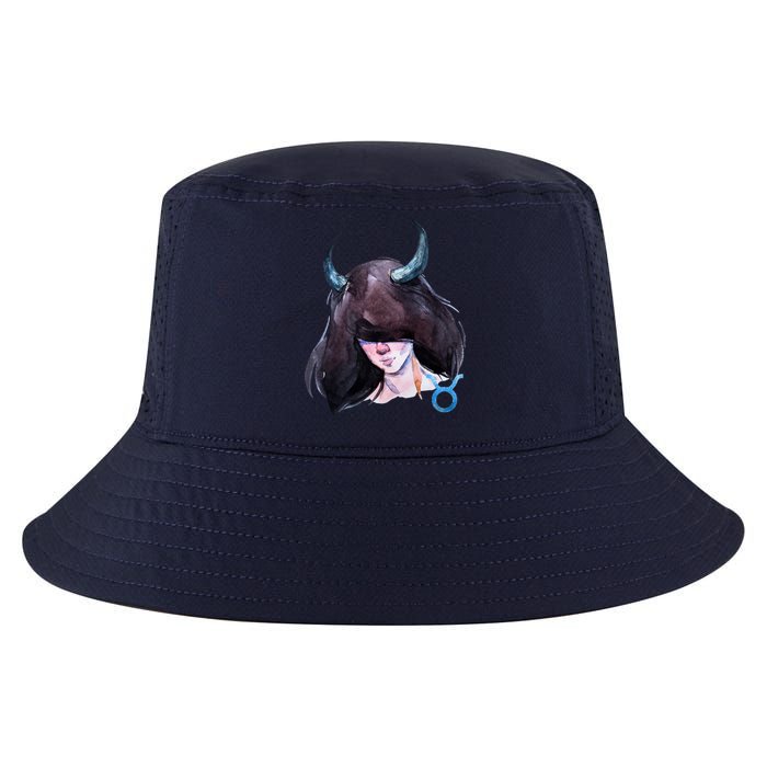 Taurus Zodiac Sign Watercolor Illustration Cool Comfort Performance Bucket Hat