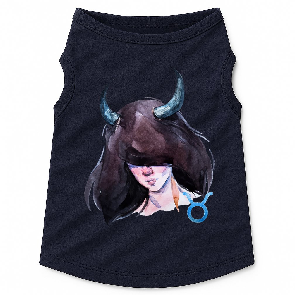Taurus Zodiac Sign Watercolor Illustration Doggie Tank