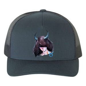 Taurus Zodiac Sign Watercolor Illustration Yupoong Adult 5-Panel Trucker Hat