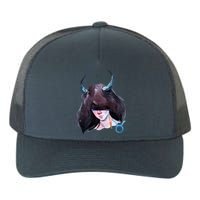 Taurus Zodiac Sign Watercolor Illustration Yupoong Adult 5-Panel Trucker Hat