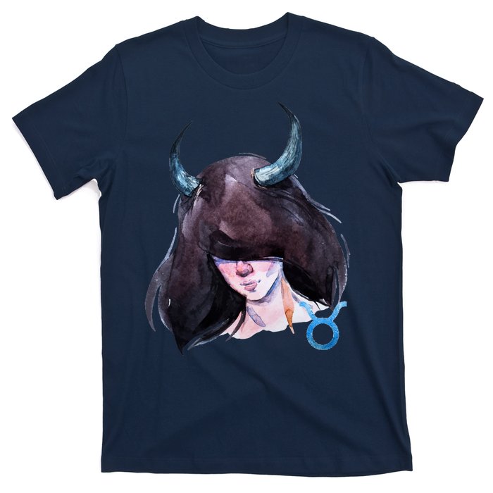 Taurus Zodiac Sign Watercolor Illustration T-Shirt