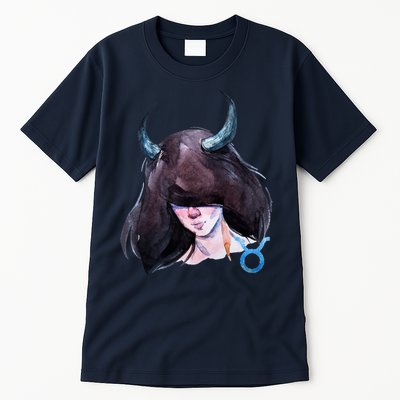 Taurus Zodiac Sign Watercolor Illustration Tall T-Shirt