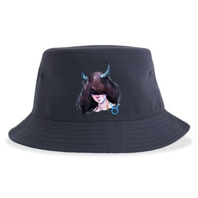 Taurus Zodiac Sign Watercolor Illustration Sustainable Bucket Hat