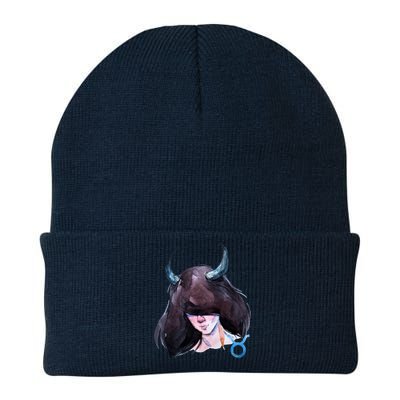 Taurus Zodiac Sign Watercolor Illustration Knit Cap Winter Beanie