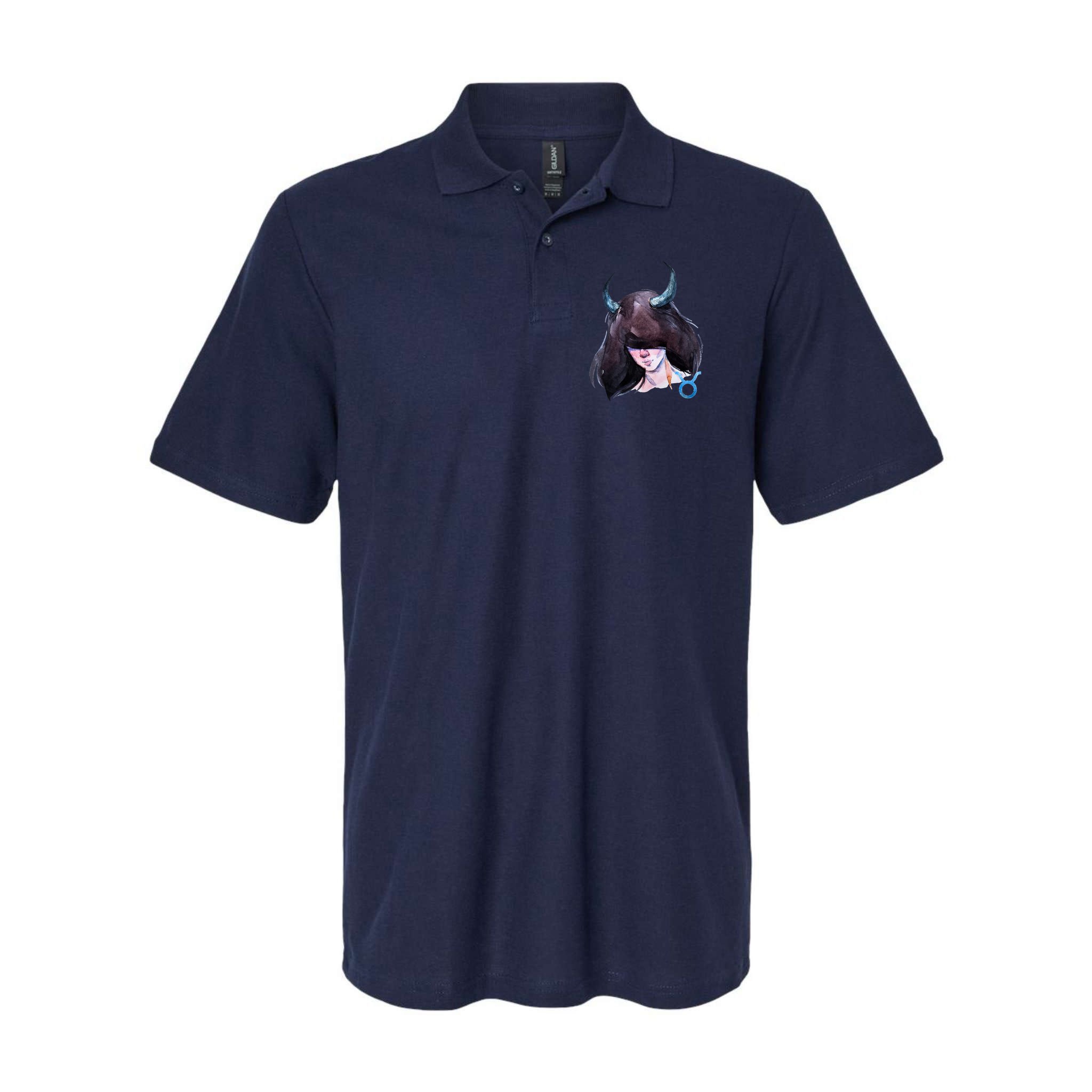Taurus Zodiac Sign Watercolor Illustration Polo