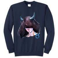 Taurus Zodiac Sign Watercolor Illustration Tall Sweatshirt