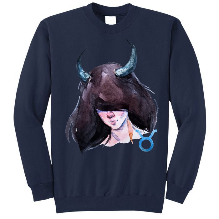 Taurus Zodiac Sign Watercolor Illustration Tall Sweatshirt