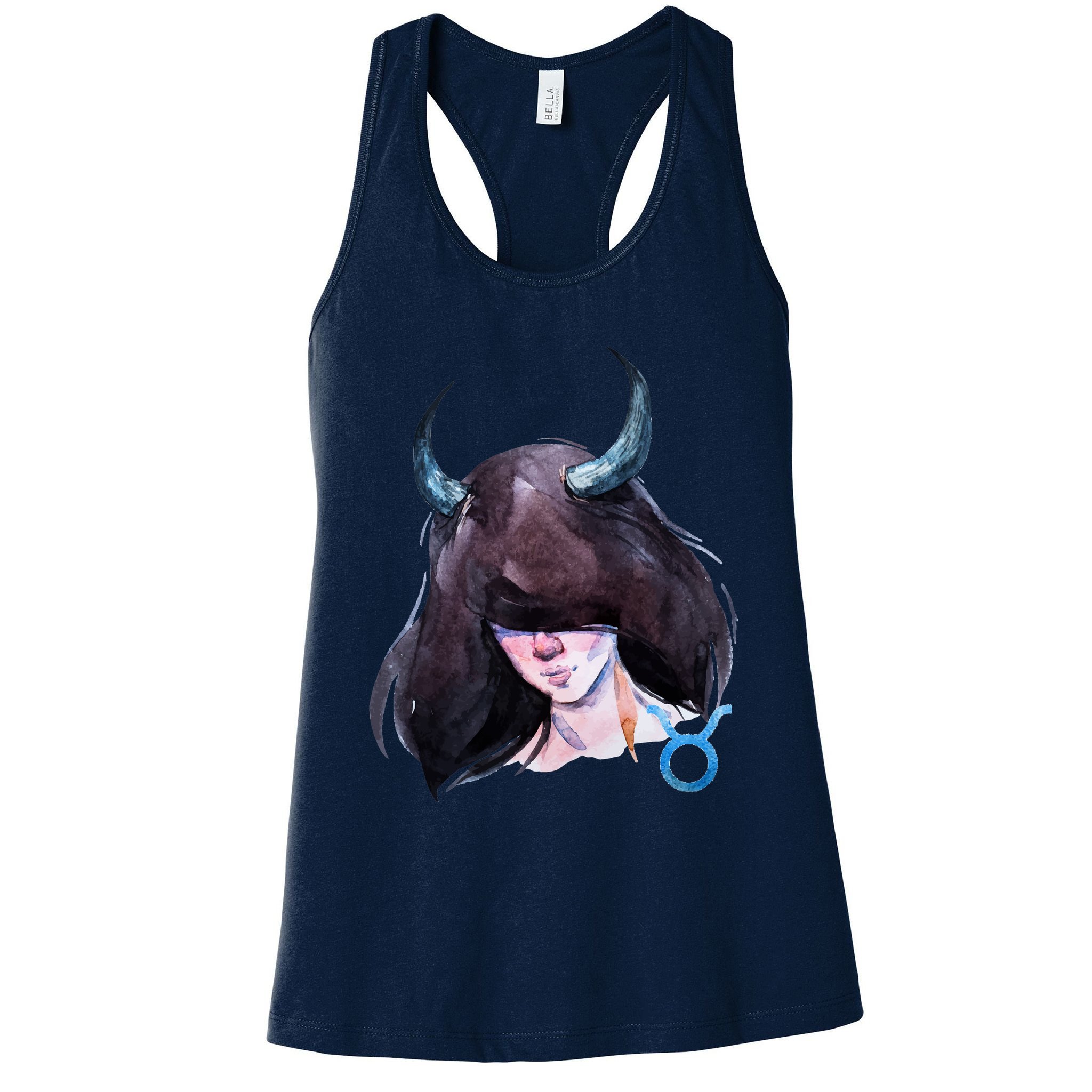 Taurus Zodiac Sign Watercolor Illustration Womens Tank Top