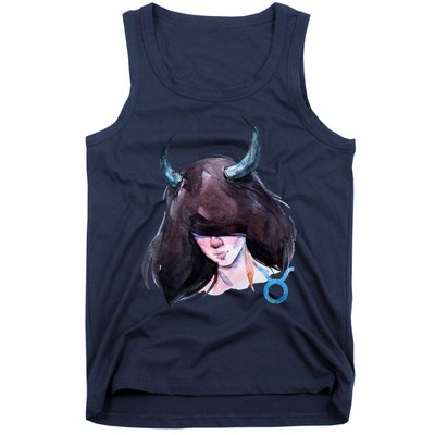 Taurus Zodiac Sign Watercolor Illustration Tank Top