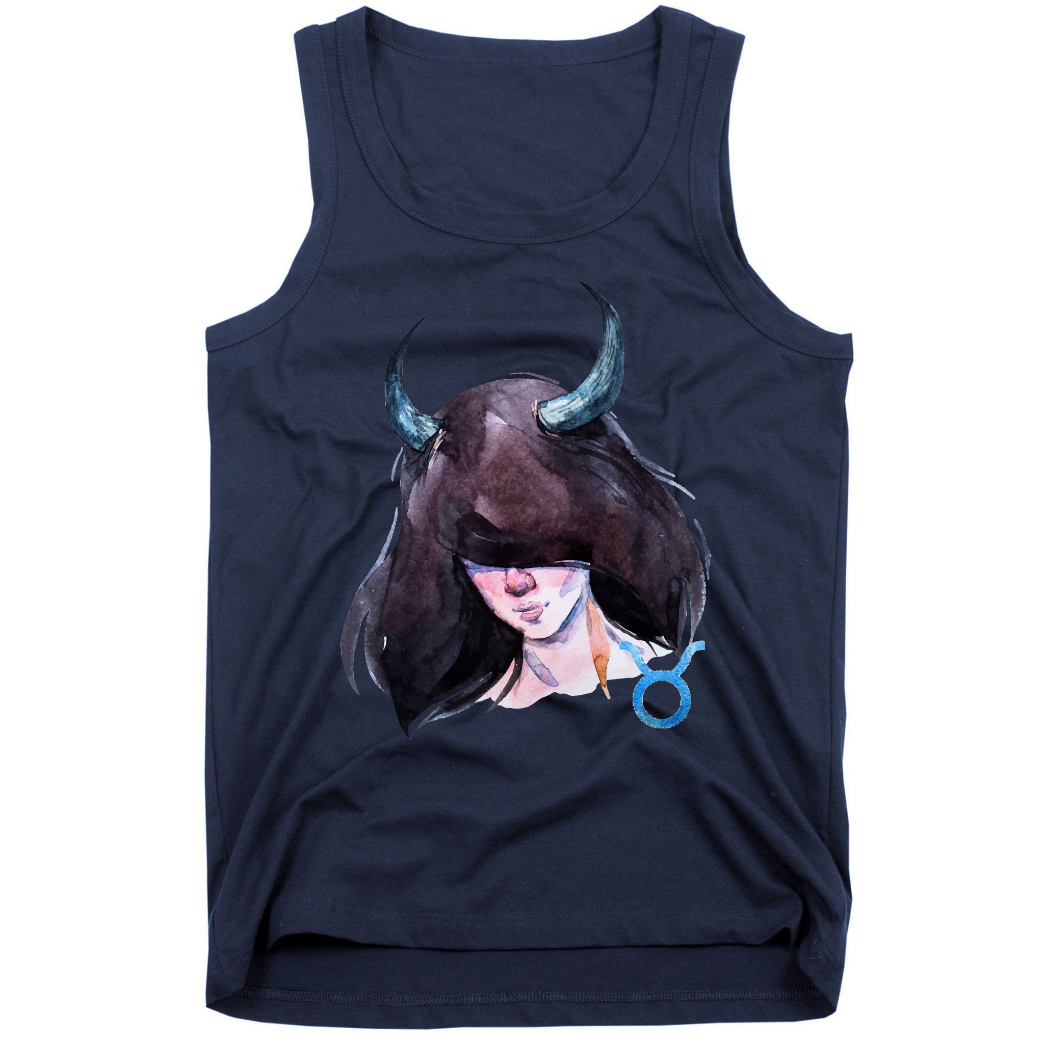 Taurus Zodiac Sign Watercolor Illustration Tank Top