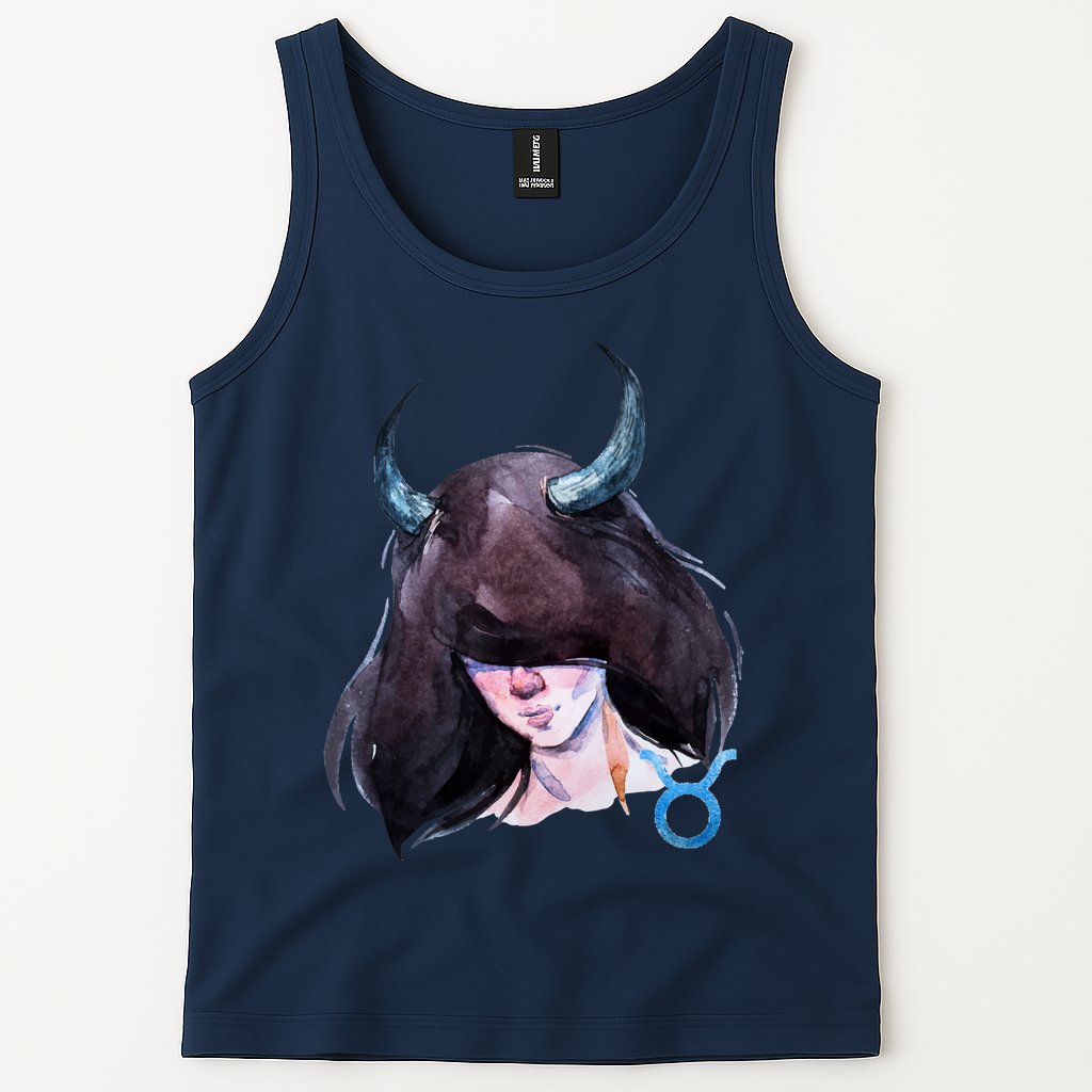 Taurus Zodiac Sign Watercolor Illustration Tank Top