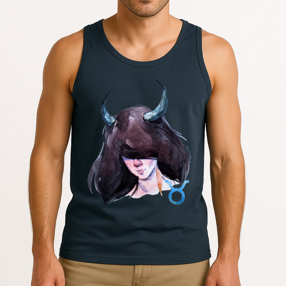 Taurus Zodiac Sign Watercolor Illustration Tank Top