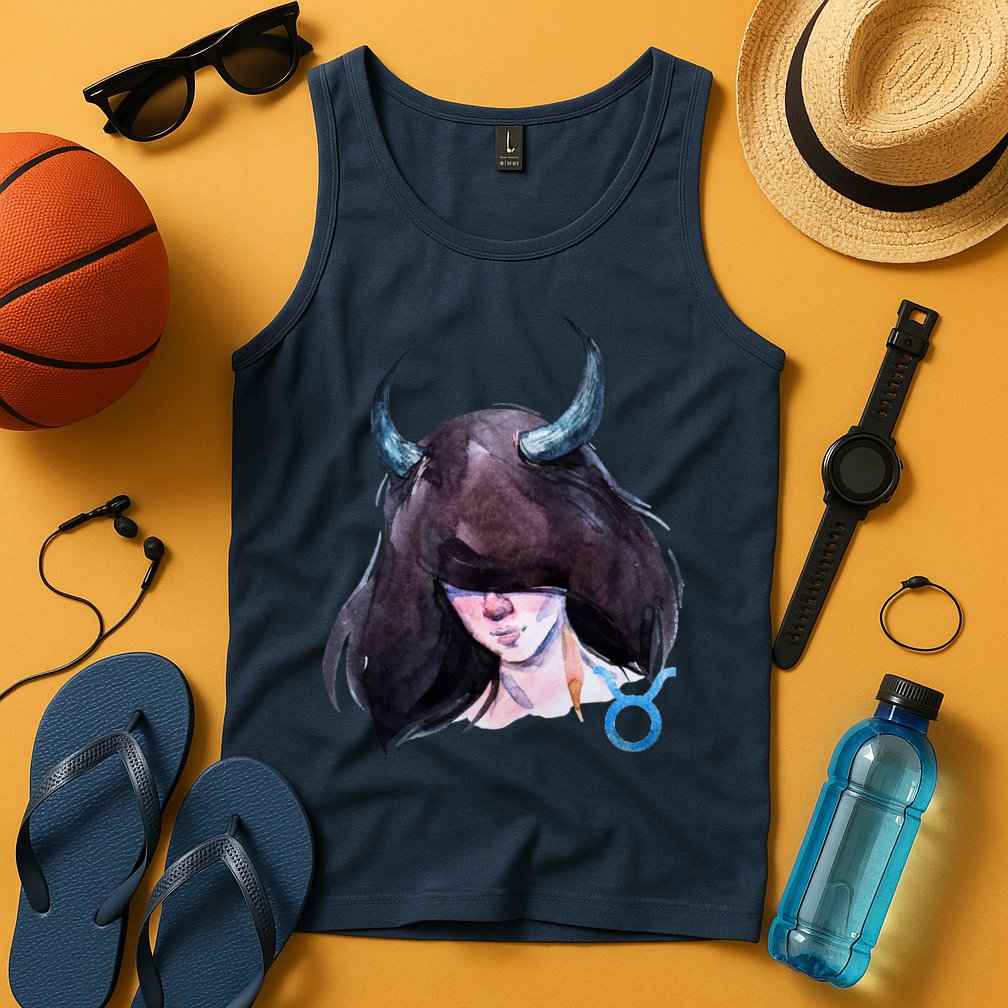 Taurus Zodiac Sign Watercolor Illustration Tank Top