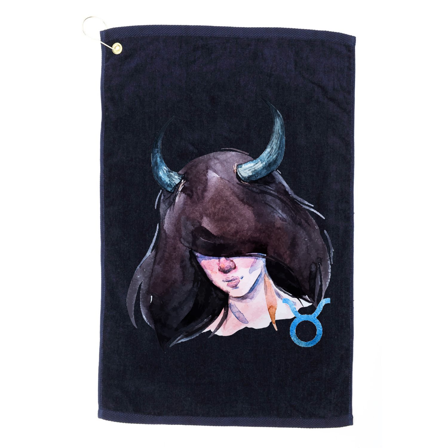 Taurus Zodiac Sign Watercolor Illustration Golf Towel