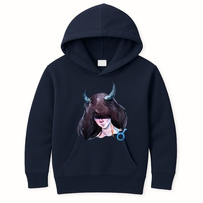 Taurus Zodiac Sign Watercolor Illustration Kids Hoodie